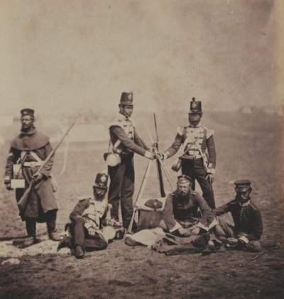 Offiziere und Männer des 3. (East Kent) Regiments of Foot (The Buffs) aus einem Album mit 52 Fotografien im Zusammenhang mit dem Krimkrieg, 1855 von Roger Fenton